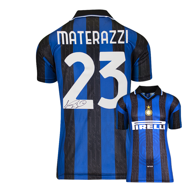 Marco Materazzi Retro Inter Shirt Autographed Autograph Signed Marco Materazzi Inter Jersey Autograph Materazzi Shirt ICONS