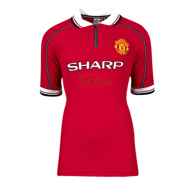 Camiseta de Sir Alex Ferguson del Manchester United de 1999  Camiseta de Sir Alex Ferguson del Manchester United de 1999, firmada y autógrafa.  Camiseta autografiada del Manchester United.