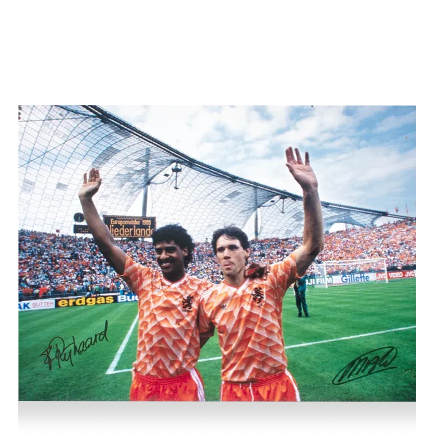 Marco van Basten &amp; Frank Rijkaard Signed Netherlands Photo: UEFA EURO 1988 Winners Autographed Autograph Rijkaard &amp;  van Basten  ICONS
