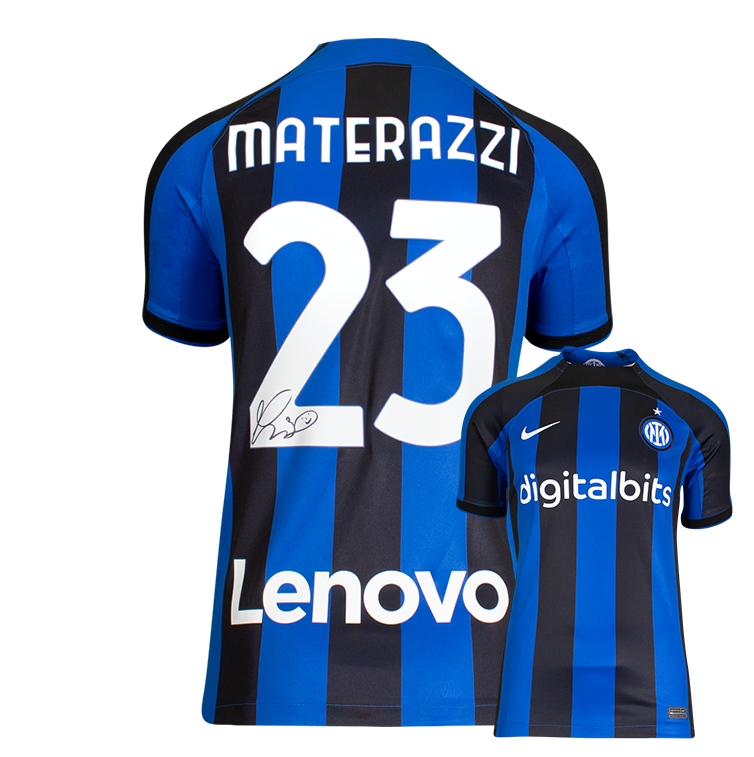 Marco Materazzi Modern Inter Shirt Autographed Autograph Signed Marco Materazzi Inter Jersey Autograph Materazzi Shirt ICONS