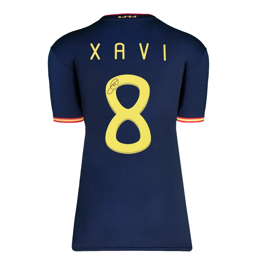 Xavi Back Signed Spain 2010 Away Shirt Autographed Autograph Signed  SPAIN Jersey Signed   Jersey XAVI  Signed Autograph ICONS