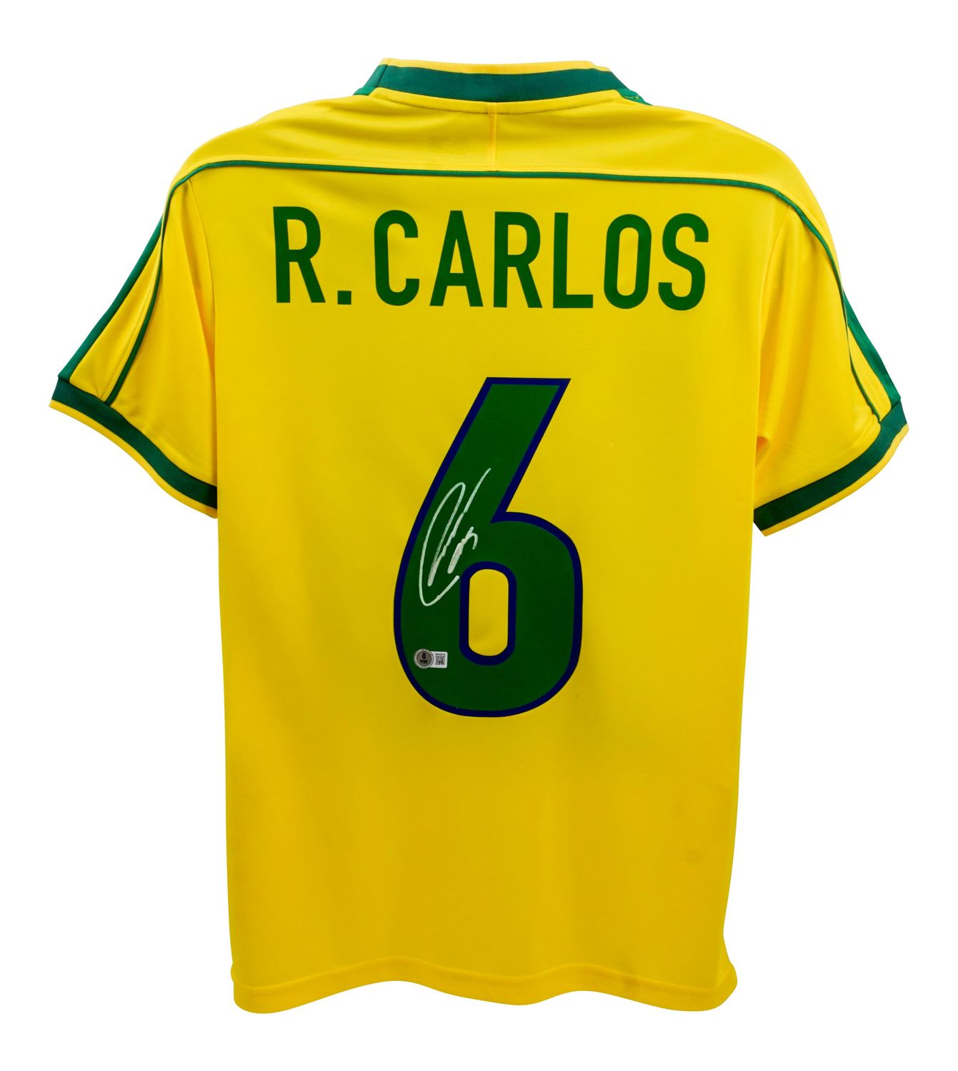 Jersey Roberto Carlos 6 Brazil  Autograph Jersey 1998  Autographed Signed Brazil 98 Roberto Carlos  Brasil 1998  Jersey Autographed Autograph 98