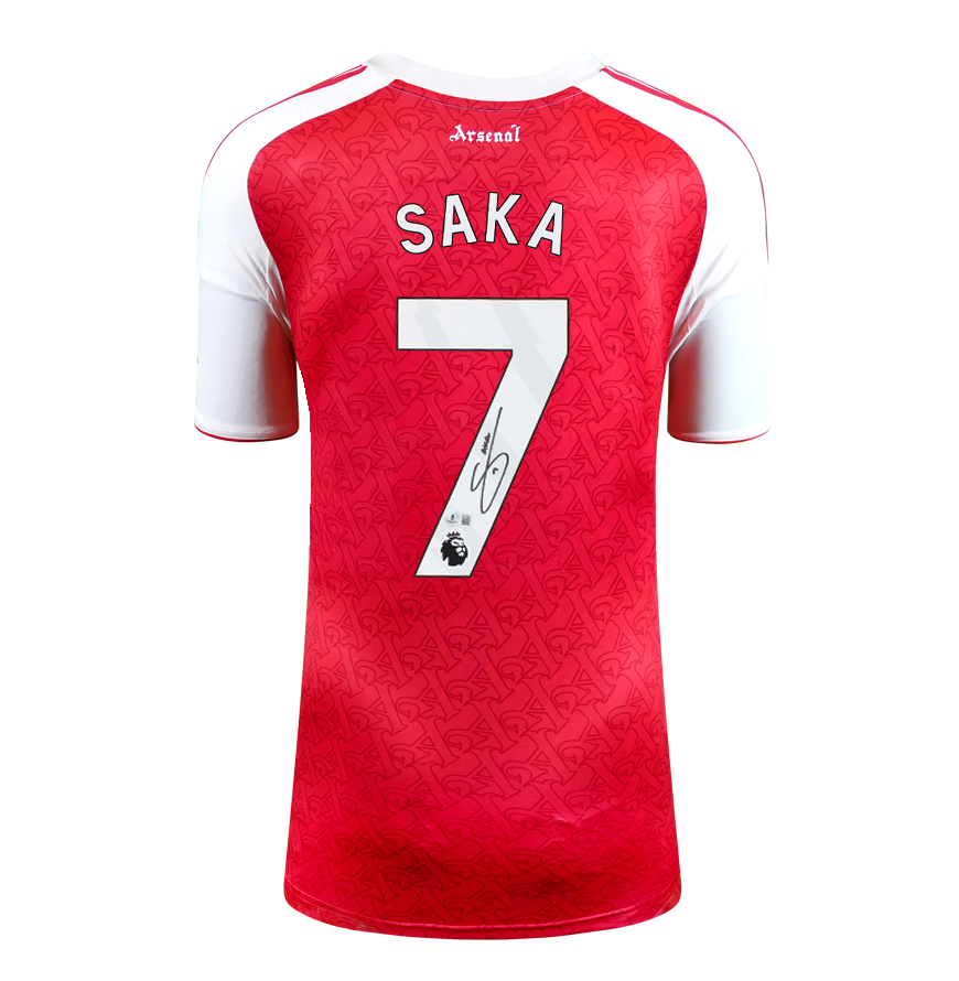 Saka Jersey Arsenal Home 2025 2026 Autographed Autograph Signed Arsenal Jersey Saka  Back Signed 2025 2026  Home Shirt ICONS