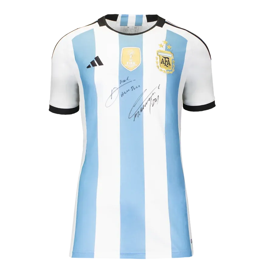 Alexis Mac Allister &amp; Lautaro Front Signed Argentina 2022 Home Shirt Jersey Argentina Autographed Autograph Mac Allister Lauta SIGNED  Shirt ICONS​  Authentication: ICONS Hologram  Actual delivery tim