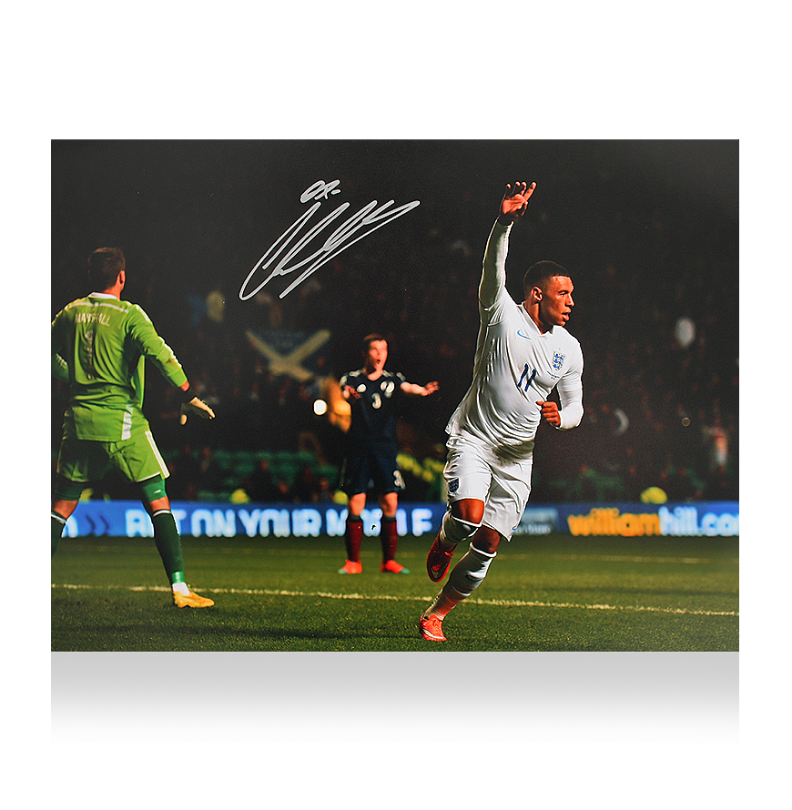 Alex Oxlade Chamberlain Signed England Photo Goal vs Scotland SIGNED Photo England Chamberlain Oxlade Photo  ICONS