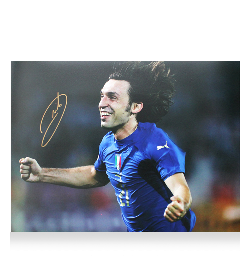 Andrea Pirlo Autograph Andrea Pirlo Signed Italy World Cup 2006 Photo Italy win world cup 06  Photo Autographed Autograph Pirlo ICONS