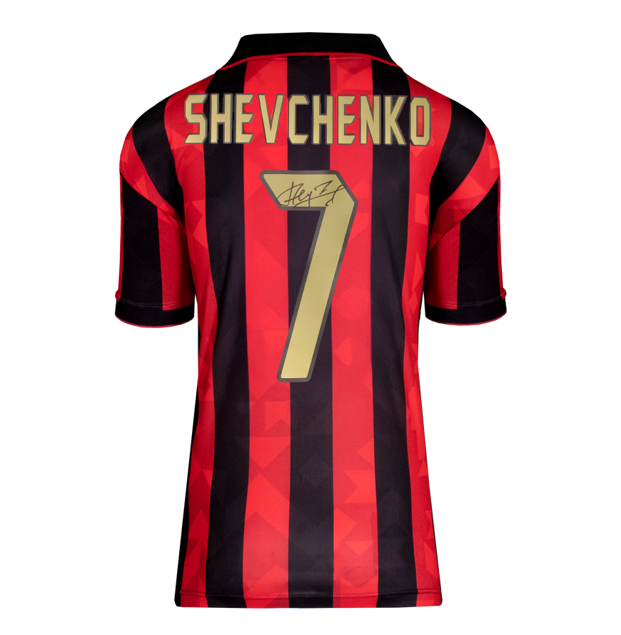 Shevchenko  Autograph Sheva Andriy Shevchenko Back Signed Ac Milan 1994 Home Shirt  Jersey Original  Autograph Signed Jersey Sheva  ICONS