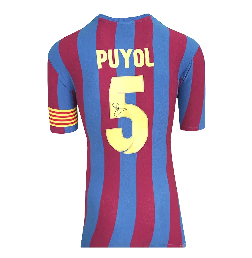 Carles Puyol Back Signed Fc Barcelona Retro Captain Home Shirt Jersey Original Puyol Autograph Autographed Jersey Barcelona Autographed