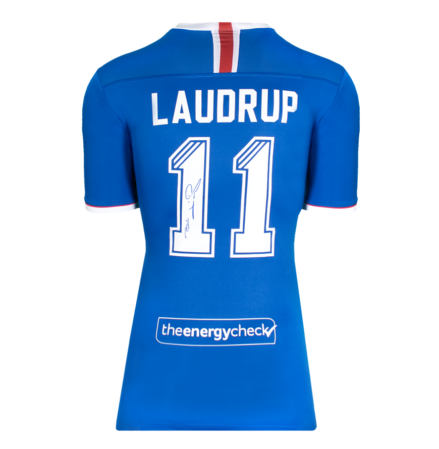 Brian Laudrup Rangers Signed Home Shirt Jersey Laudrup 11 Glascow Rangers  Autograph Autographed  ICONS