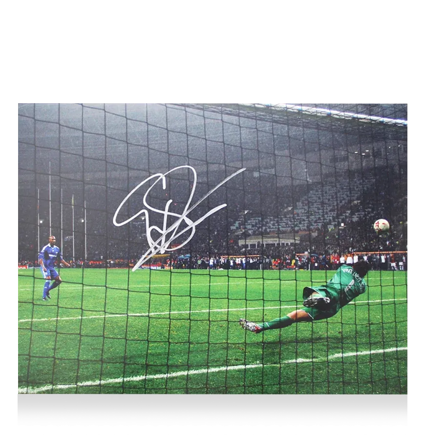 Autograph Edwin van der Sar Edwin van der Sar Signed Manchester United Photo: UCL Final Save ICONS Autographed Autograph VAN DER SAR Autographed