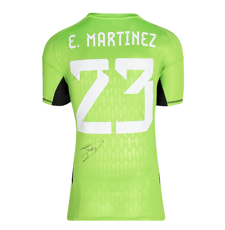 Emiliano Martinez Back Signed Argentina 2022 Home Goalkeeper Shirt Jersey Argentina Autographed Autograph MARTINEZ SIGNED  Shirt ICONS​  Authentication: ICONS Hologram  Actual delivery time: