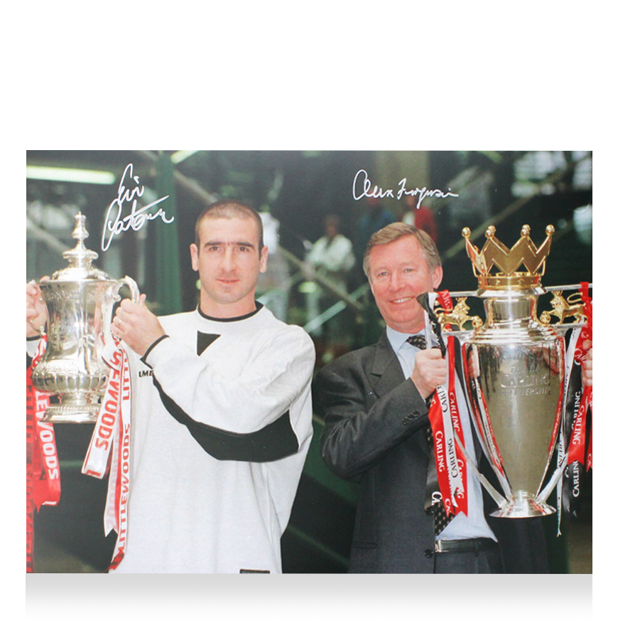 Autograph Eric Cantona &amp; Sir Alex Ferguson Signed Manchester United Photo: 1996 Double  ICONS Autographed Autograph Cantona Ferguson  Autographed