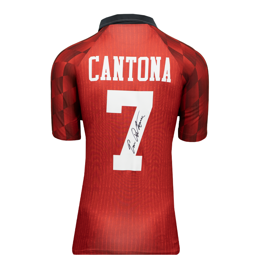 Autograph Eric Cantona Eric Cantona Back Signed Manchester United 1996-98 Home Shirt ICONS Autographed Autograph Cantona   Autographed