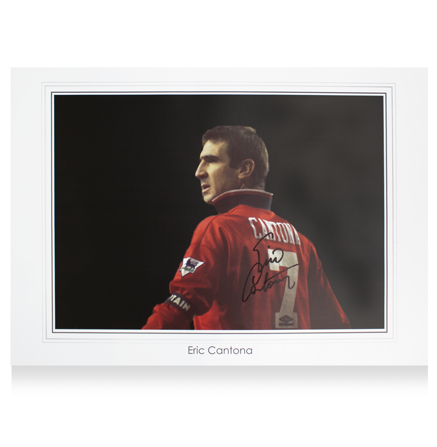 Autograph Eric Cantona Eric Cantona Signed Manchester United Large Print: The King - Signed in Black ICONS Autographed Autograph Cantona   Autographed