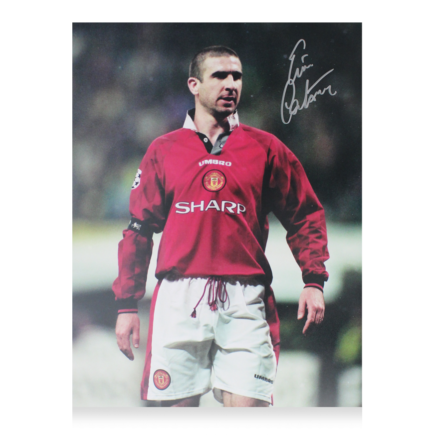 Autograph Eric Cantona Eric Cantona Eric Cantona Signed Manchester United Photo: Collar Up Celebration ICONS Autographed Autograph Cantona   Autographed