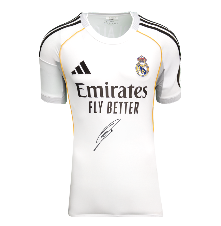 Federico Valverde Front Signed Real Madrid 2025-26 Home Shirt Real Madrid Signed Autographed Autograph Authentication: ICONS Hologram