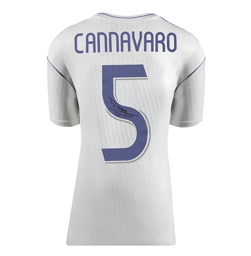 Fabio Cannavaro Back Signed Real Madrid Modern Home Shirt Jersey Real Madrid Signed Autographed Autograph Authentication: ICONS Hologram  Actual delivery time: