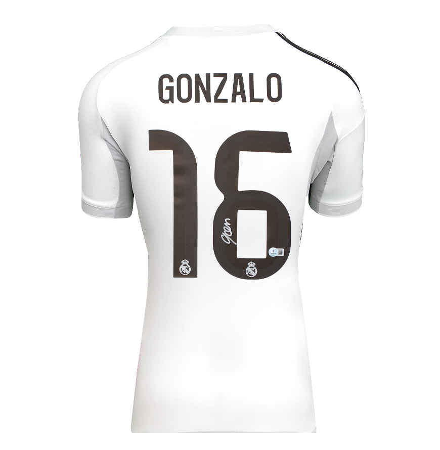 Maglia del Real Madrid 2025-26 autografata da Gonzalo Garcia.  Autenticazione: Ologramma ICONS  Tempi di consegna effettivi: 10-20 giorni. Una volta effettuato l'ordine, riceverai tutte le informazioni necessarie.