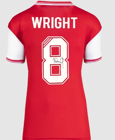 Ian Wright Back Signed Arsenal 1985 Centenary Home Shirt Autographed Autograph Signed Arsenal Jersey WROGHT 8 ICONS