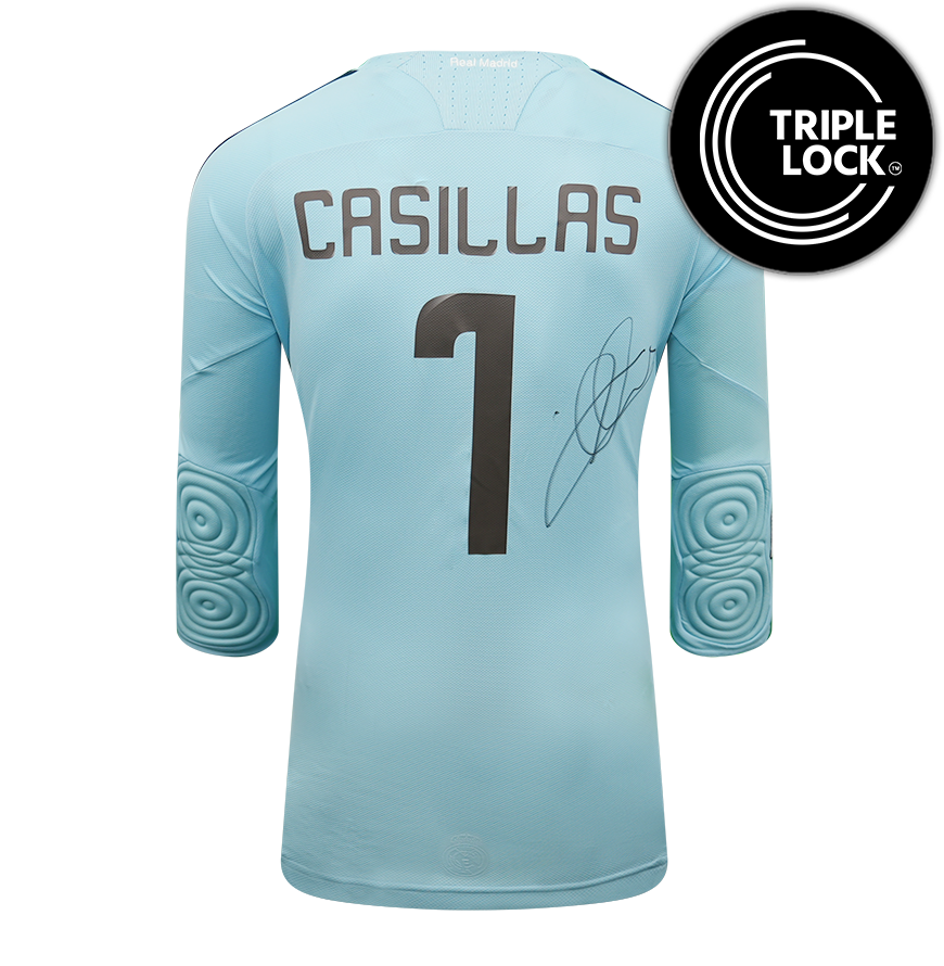 Iker Casillas Back Signed Real Madrid 2008-09 Home  Goalkeeper Shirt Real Madrid Signed Autographed Autograph Authentication: ICONS Hologram  Actual delivery time:
