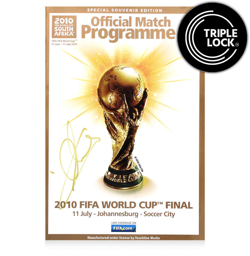 Programma della finale della Coppa del Mondo FIFA 2010 autografato da Iker Casillas. Autografo della finale di Spagna. Autenticazione.  Autenticazione: Ologramma ICONS  Tempi di consegna effettivi: 10-20 giorni. Una volta effettuato l'ordine, ricever