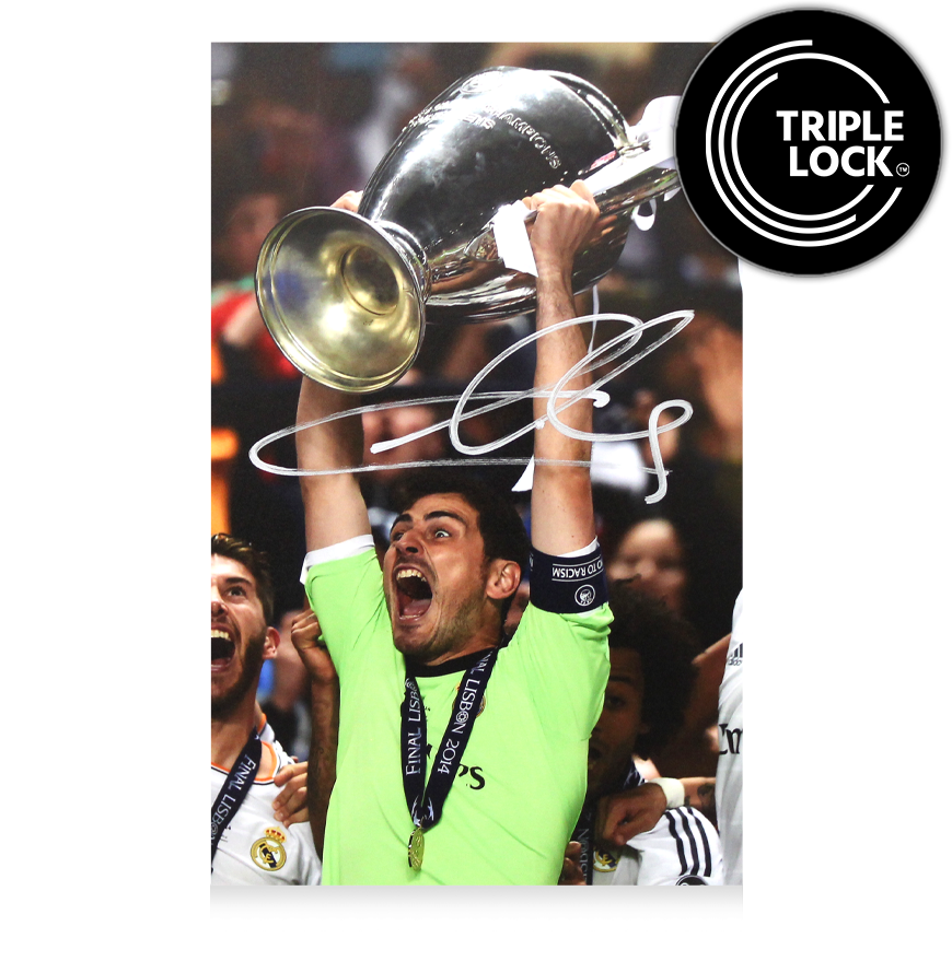 Iker Casillas Signed Real Madrid Photo: 2014 UEFA Champions League Winner Autographed Autograph Authentication: ICONS Hologram  Actual delivery time: