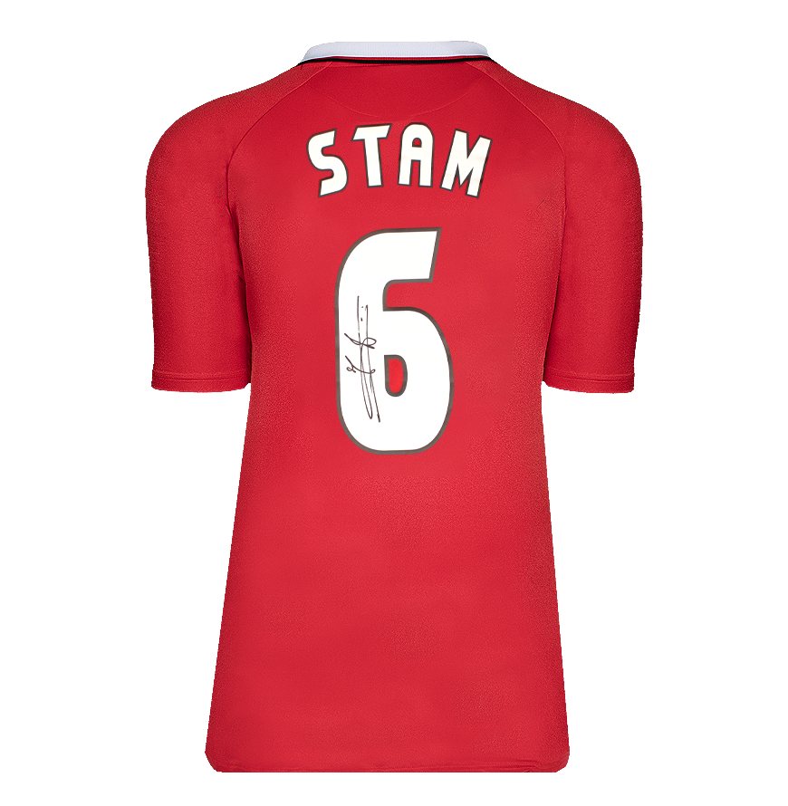Jaap Stam Back Signed Manchester United 1999 UEFA Champions League Shirt Home Shirt ICONS Autographed Jersey  Autograph  STAM JAAP  Autographed