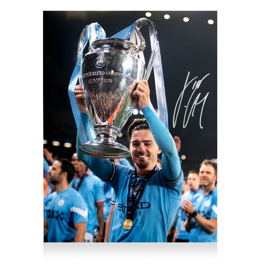 Jack Grealish Signed Manchester City Photo: 2023 UEFA Champions League Winner Autograph Signed Man City  GREALISH JACK  Signed Autograph ICONS