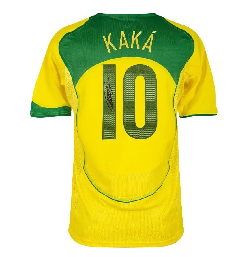 Kaka Back Signed Brazil 2004 Reissue Home Shirt Jersey Brazil 2004 Home Shirt Jersey Kaka  Signed  Kaka ICONS