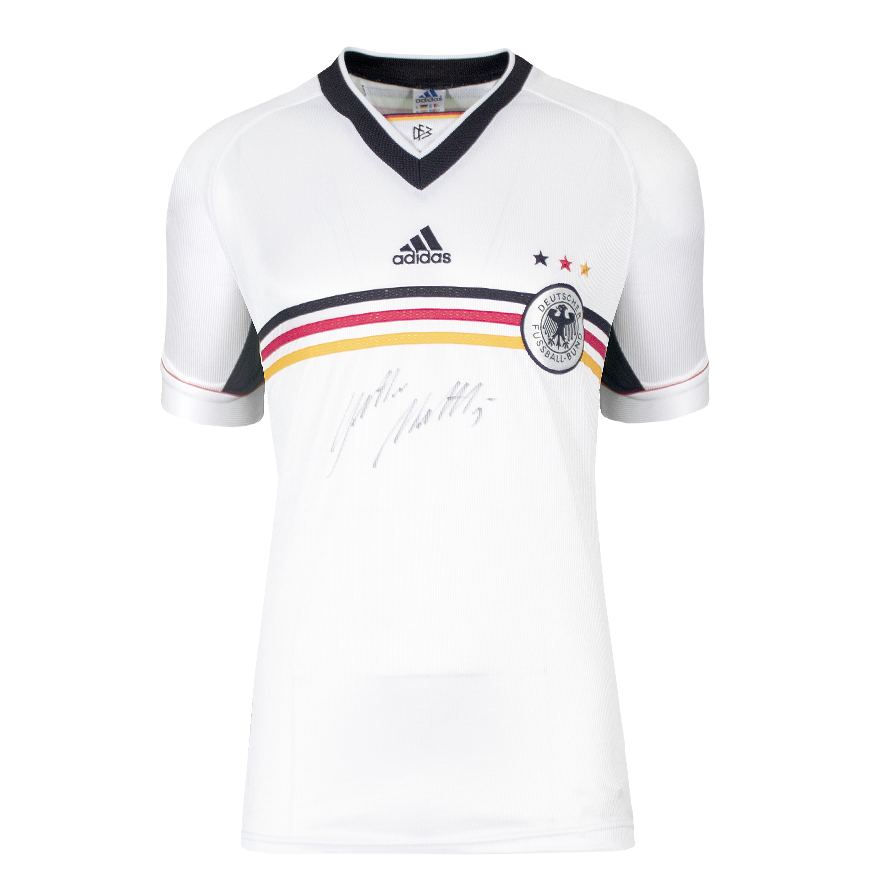 Lothar Matthäus signiertes Deutschland-Heimtrikot 1998–2000 (Frontsignatur) – signiert von Icons Autogramm MATTHAUS ICONS Lothar Matthäus  Authentifizierung: ICONS Hologramm  Lieferzeit: 10–20 Tage. Nach Ihrer Bestellung erhalten Sie alle Details.