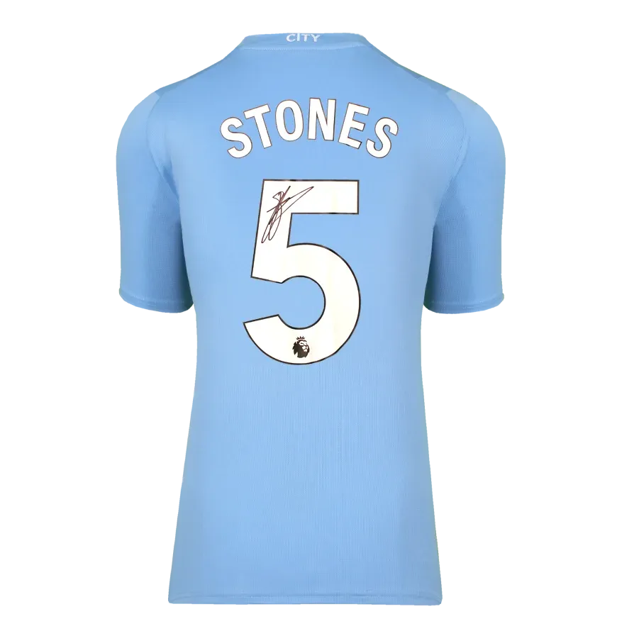 John Stones Back Signed Manchester City 2023-24 Home Shirt Autographed Autograph Signed Man City Jersey STONES   Back Signed 2023 2024  Home Shirt ICONS