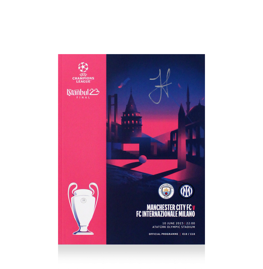 Julian Alvarez Signed 2023 UEFA Champions League Final Programme Autographed Autograph Signed Man City Alvarez  Signed ICONS