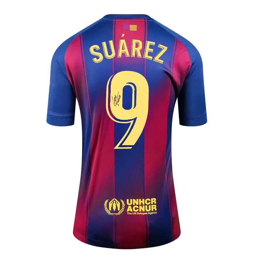 Luis Suarez Back Signed FC Barcelona 2025-26 Home Shirt Jersey Autographed Autograph Signed BARCELONA   Jersey SUAREZ Signed Autograph ICONS