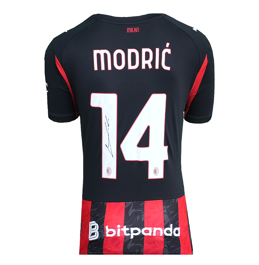 Luka Modric Back Signed AC Milan 2025-26 Home Shirt Jersey Autographed Autograph Modri Luka Signed  Jersey Ac Milan  ICONS