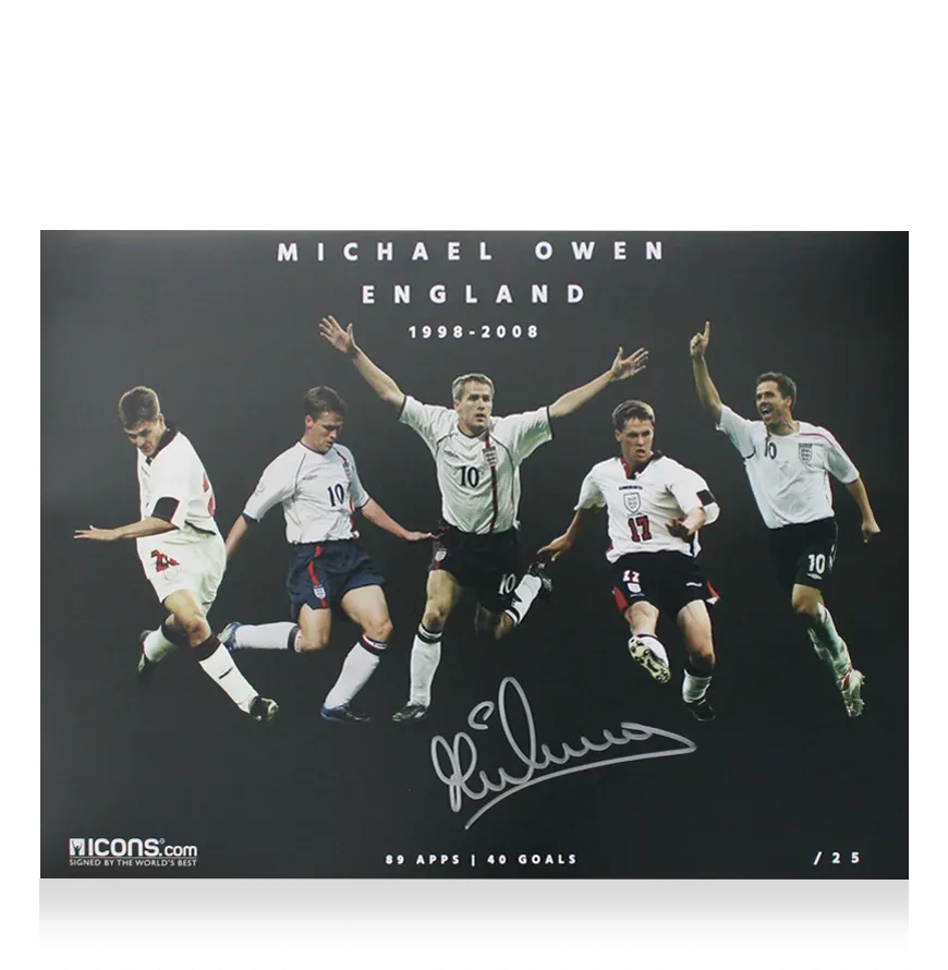 Michael Owen Signed England Montage Photo Autograph Autographed Signed Owen ICONS