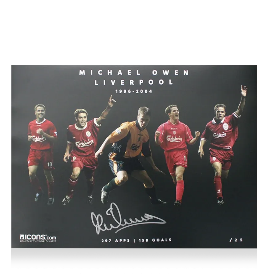 Michael Owen Signed Liverpool Montage Photo MICHAEL OWEN  Autograph Autographed  ICONS