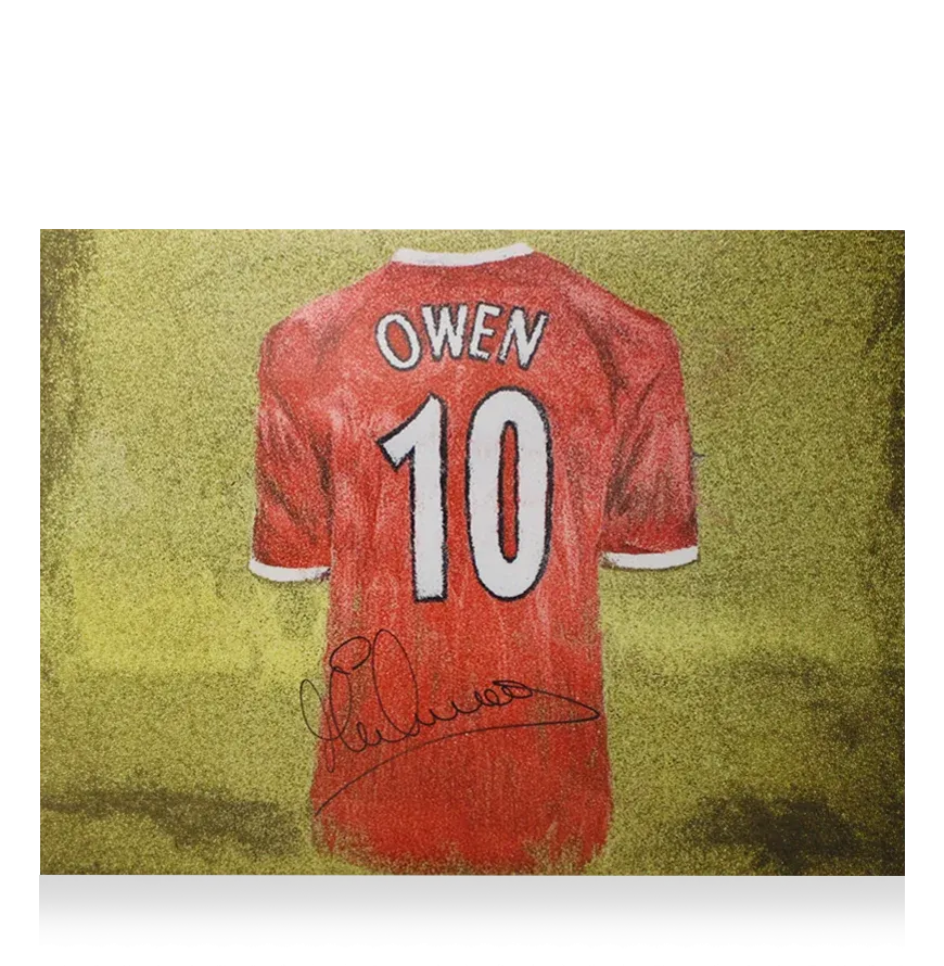 Michael Owen Signed Liverpool Shirt Artwork Print Autograph Autographed  ICONS