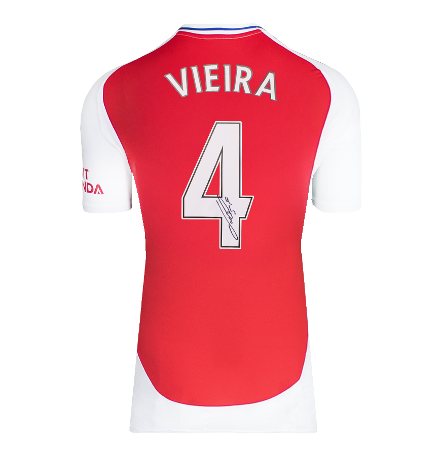 Patrick Vieira Back Signed Arsenal 2024-25 Home Shirt Autographed Autograph Signed Arsenal Jersey Vieira  Back Signed 2024 2025   Home Shirt ICONS