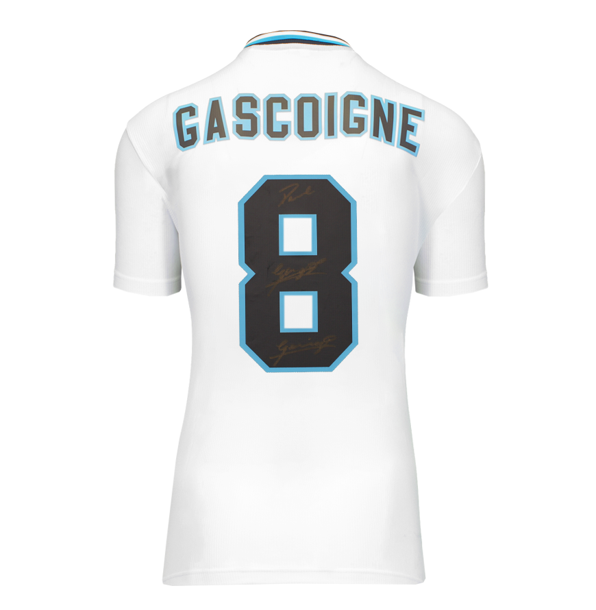 Paul Gascoigne Back Signed England 1996 Home Shirt SIGNED Jersey England Gazza Gascoigne Signed Jersey Autograph Autographed   ICONS