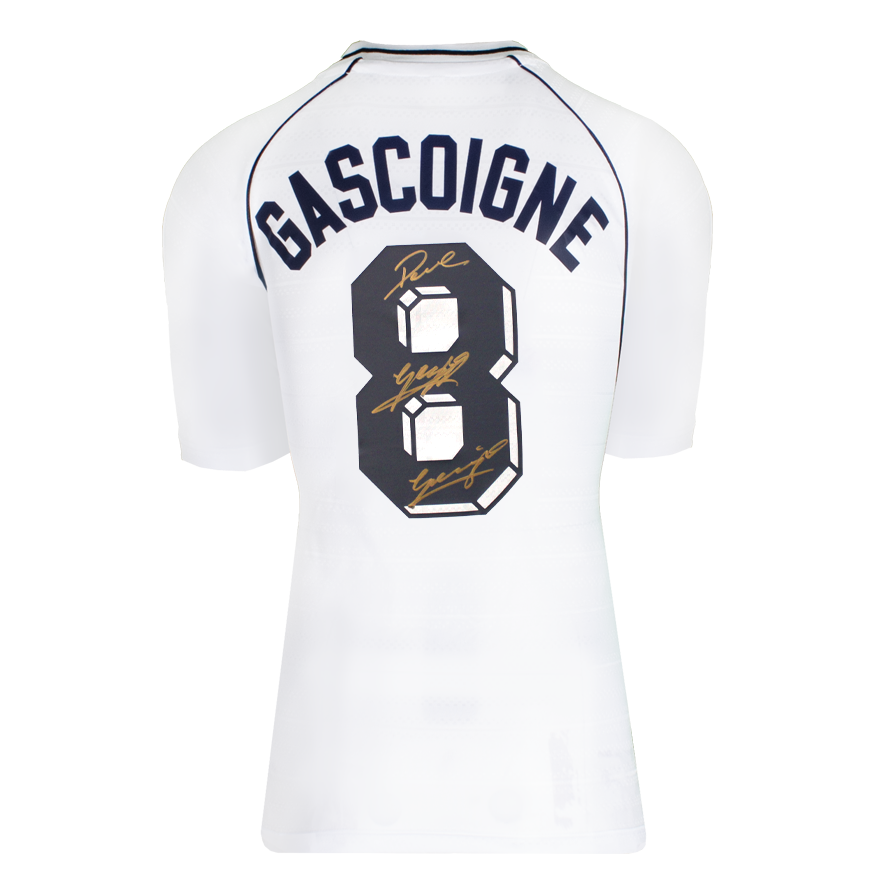 Paul Gascoigne Back Signed Tottenham Hotspur 1991 Home Shirt Jersey England Gazza Gascoigne Signed Jersey Autograph Autographed ICONS
