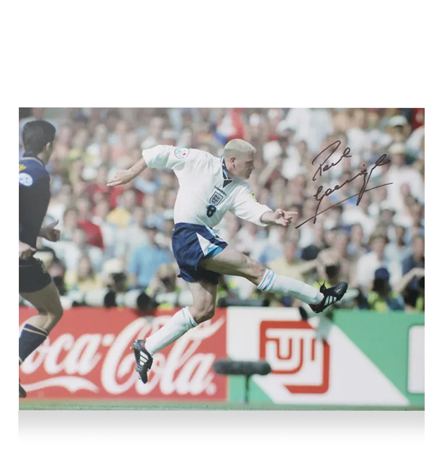 Paul Gascoigne Signed England Photo: Euro 96 Goal v Scotland SIGNED Photo England Gazza Gascoigne Signed Photo Autograph Autographed   ICONS