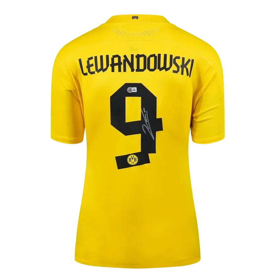 Camiseta de local del Borussia Dortmund 2020-21 firmada por Robert Lewandowski. Autografiada por Icons.  Autenticación: Holograma ICONS  Tiempo de entrega estimado: 10-20 días.  Una vez realizado el pedido, recibirá toda la información detallada.
