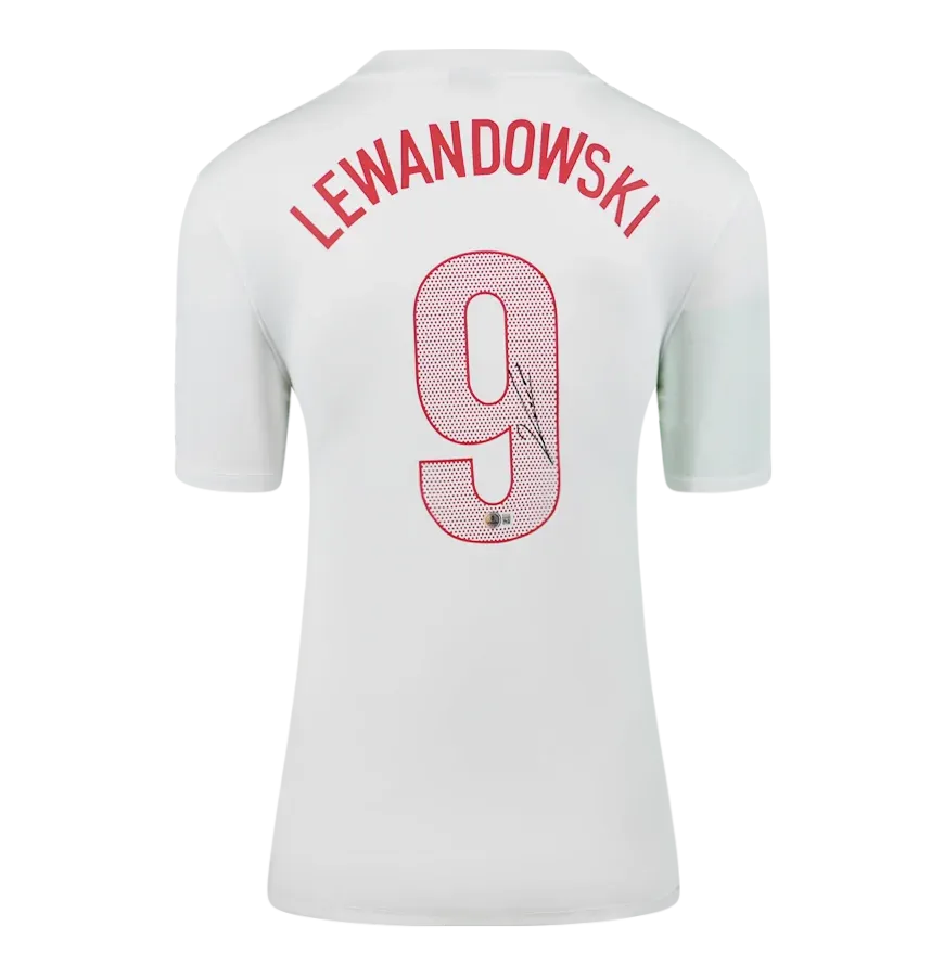 Robert Lewandowski Back Signed Poland 2020-21 Home Shirt  Autographed Signed Icons Autographed Lewa Poland ICONS