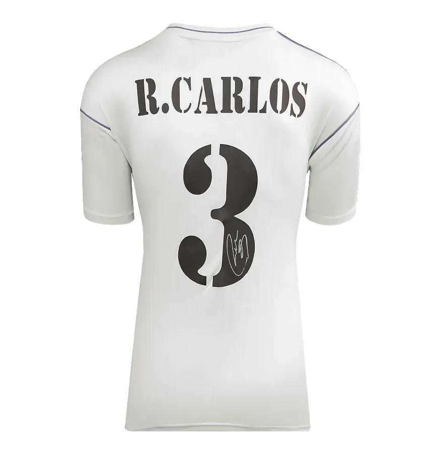 Roberto Carlos Back Signed Real Madrid Terrace Icon Shirt Home Shirt Roberto Carlos  Jersey Real Madrid Original 3  ICONS