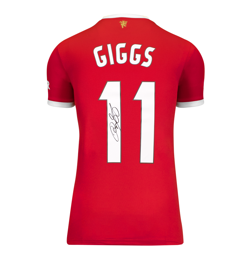Ryan Giggs Signed Manchester United 2021-22 Home Shirt - UEFA Champions League Autograph Signed Man Utd  Jersey GIGGS 11 Back Signed   Home Shirt ICONS