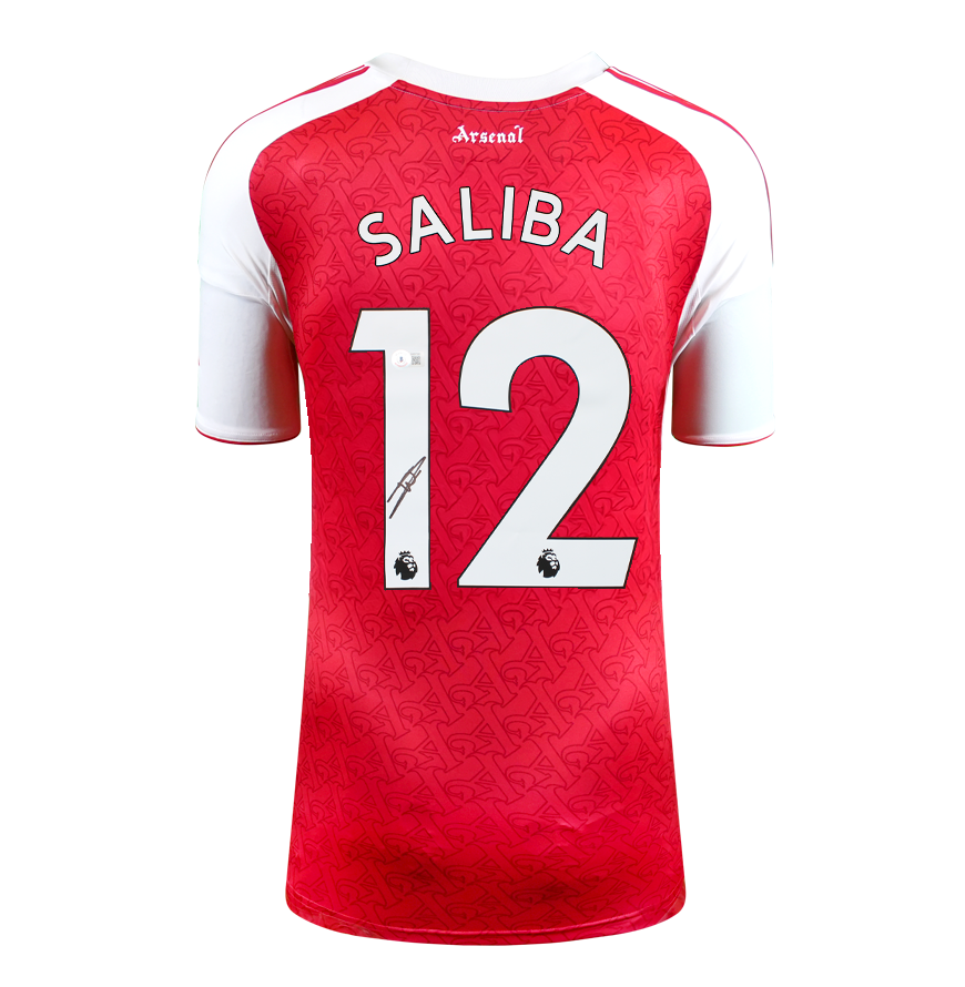 William Saliba Back Signed Arsenal 2025-26 Home Shirt Autographed Autograph Signed Arsenal Jersey SALIBA   ICONS