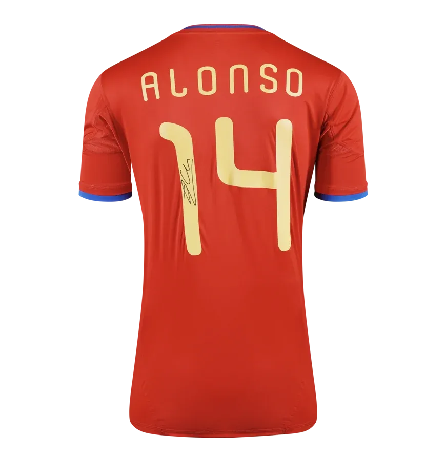 Xabi Alonso Back Signed Spain 2010 Home Jersey Shirt Autograph Autographed Signed ICONS