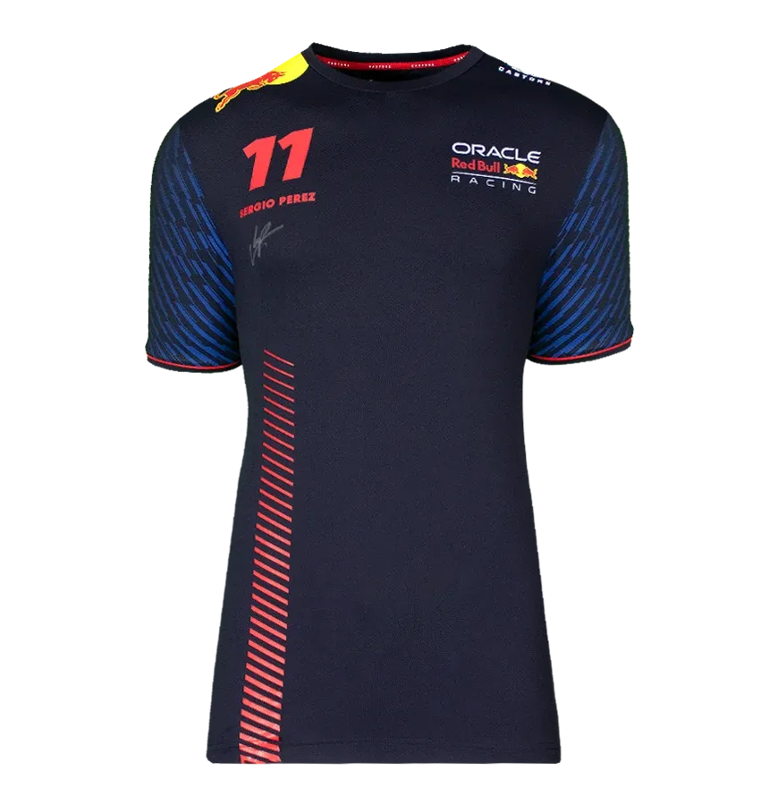Sergio Perez Signed Red Bull Racing Shirt Autographed Autograph Perez Signed Formula One  Jersey  ICONS