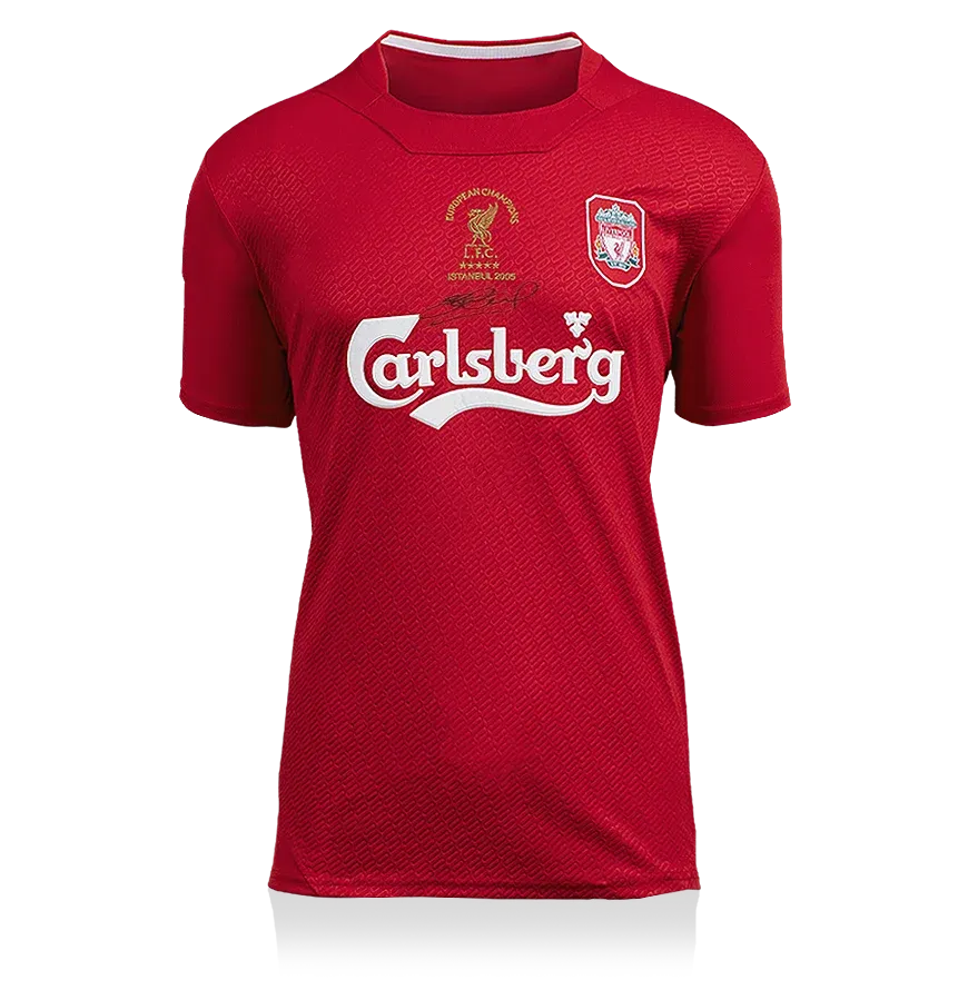 Steven Gerrard Front Signed Liverpool FC 2005 Home Shirt: UEFA Champions League Final Edition Jersey Liverpool Steven Gerrard  Autograph Autographed  ICONS