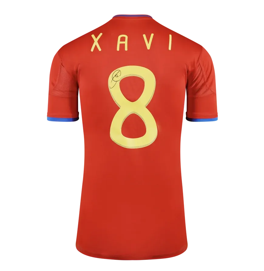 Xavi Back Signed Spain 2010 Home ShirtAutographed Autograph Signed  SPAIN Jersey Signed   Jersey XAVI  Signed Autograph ICONS